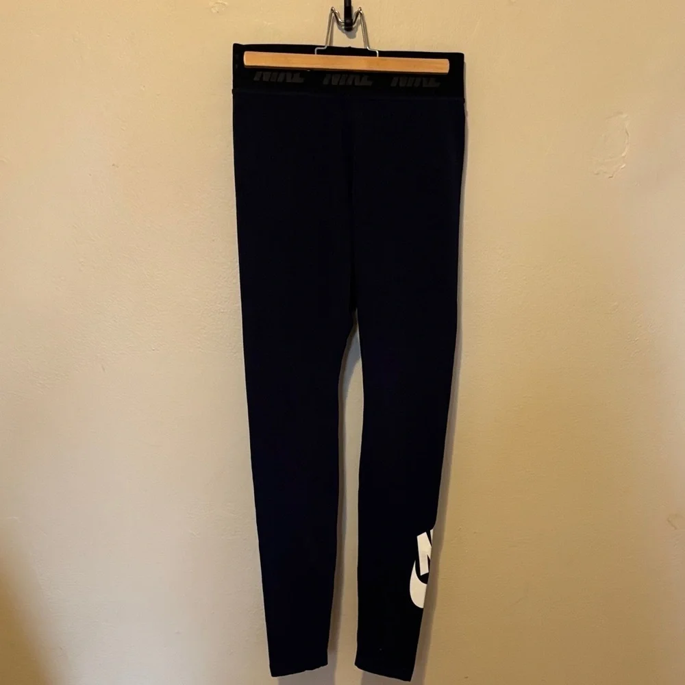 Nike Navy Blue Leggings with White Logo
